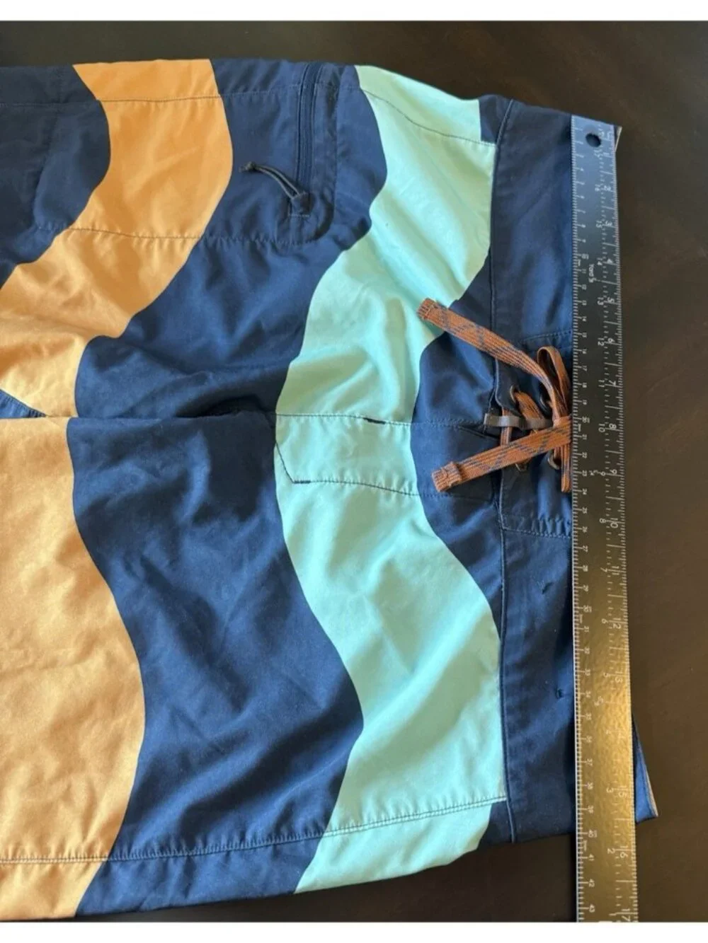 Patagonia Men's Stretch Planing Boardshorts Thick Wavy Stripe Blue Orange Sz 30